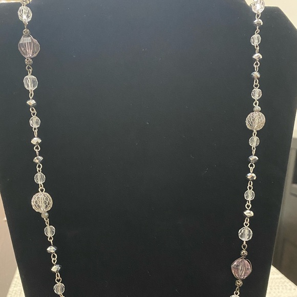 K: Silver Crystal Necklace - Picture 3 of 7